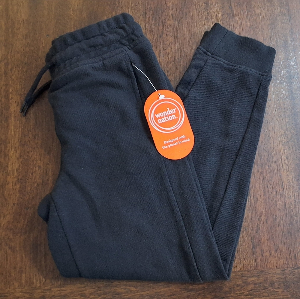NWT Boys Black Panel Joggers With Pockets, Size Small(6-7)